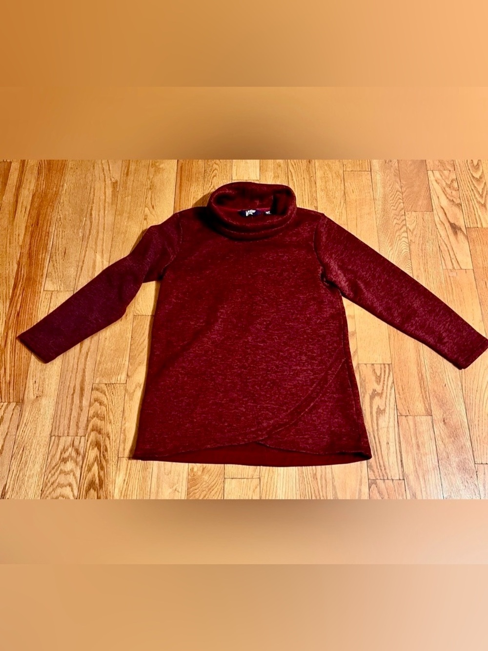 Lands' End Cozy Burgundy Sweater Fleece Cowl Neck Tunic Pullover Petite Medium